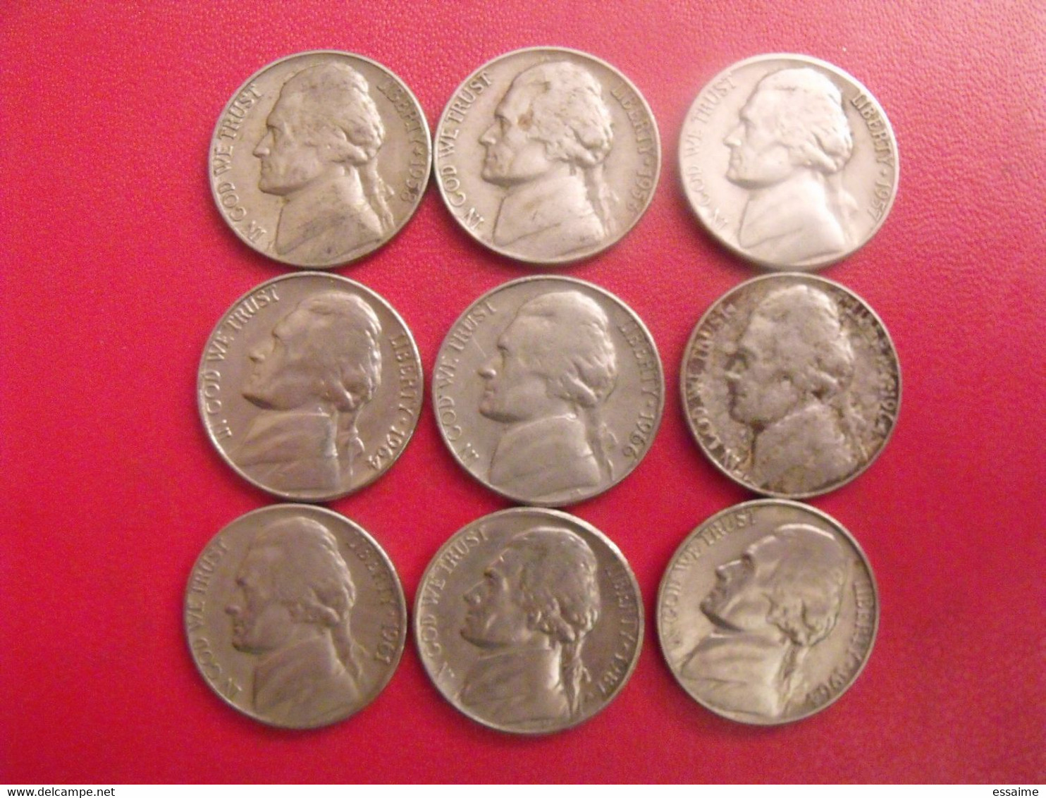 USA. United States Of America. 9 Pièces : 5 Five Cents 1939/1987 - 1938-…: Jefferson
