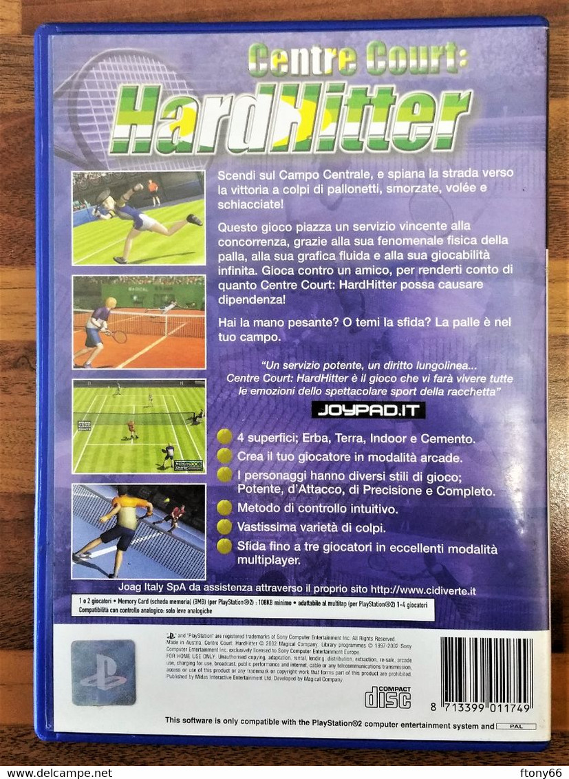 MA21 Gioco PlayStation PS2 "Tennis - Centre Court: HardHitter" - Usato Con Manuale ITA - Playstation 2