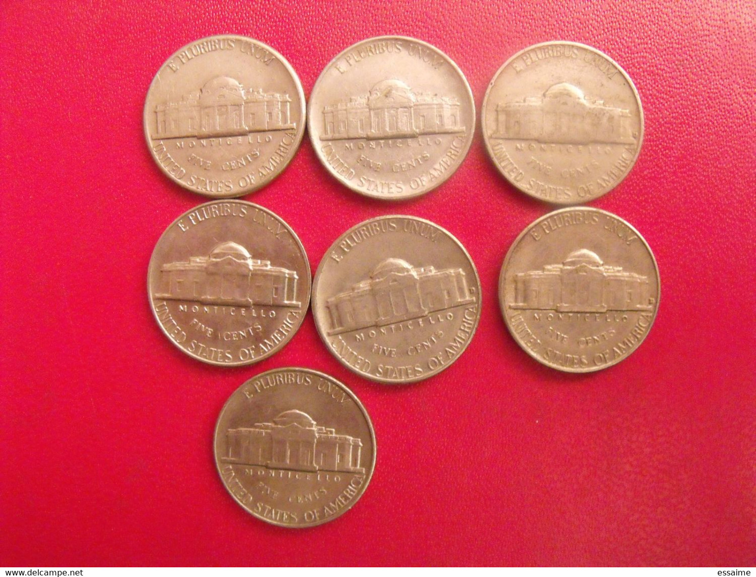 USA. United States Of America. 7 Pièces : 5 Five Cents 1954/1990 - 1938-…: Jefferson