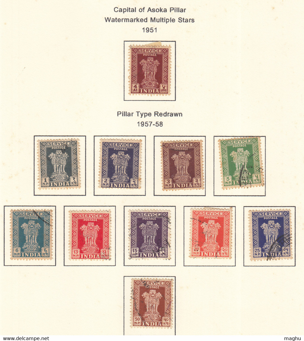 India Service Series, Used & MH Combination, ( 6 Scans) Perf & Imperf.,  Issues - Colecciones & Series