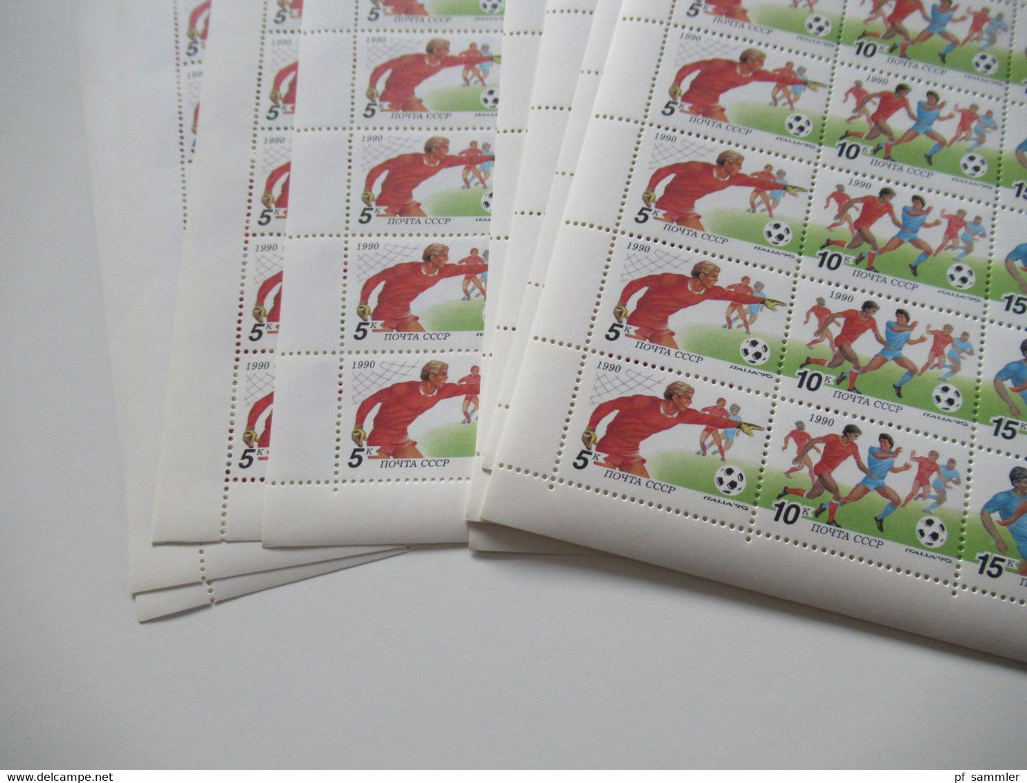 UdSSR 1990 Bogenposten 14 Stk. Fußball WM In Italien Unterschiedliche Zähnung Am Ober / Unterrand Durchgezähnt / Ndgz - Unused Stamps