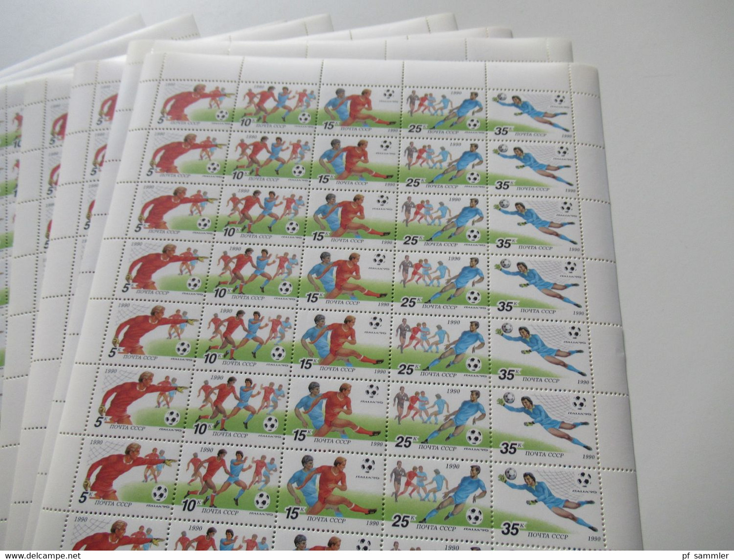 UdSSR 1990 Bogenposten 14 Stk. Fußball WM In Italien Unterschiedliche Zähnung Am Ober / Unterrand Durchgezähnt / Ndgz - Unused Stamps