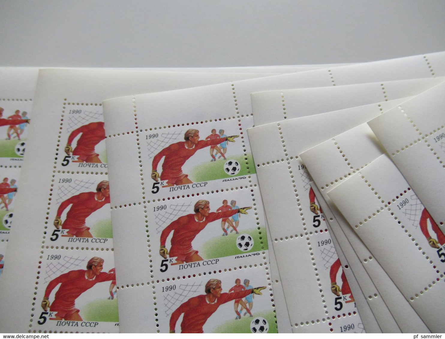 UdSSR 1990 Bogenposten 14 Stk. Fußball WM In Italien Unterschiedliche Zähnung Am Ober / Unterrand Durchgezähnt / Ndgz - Unused Stamps