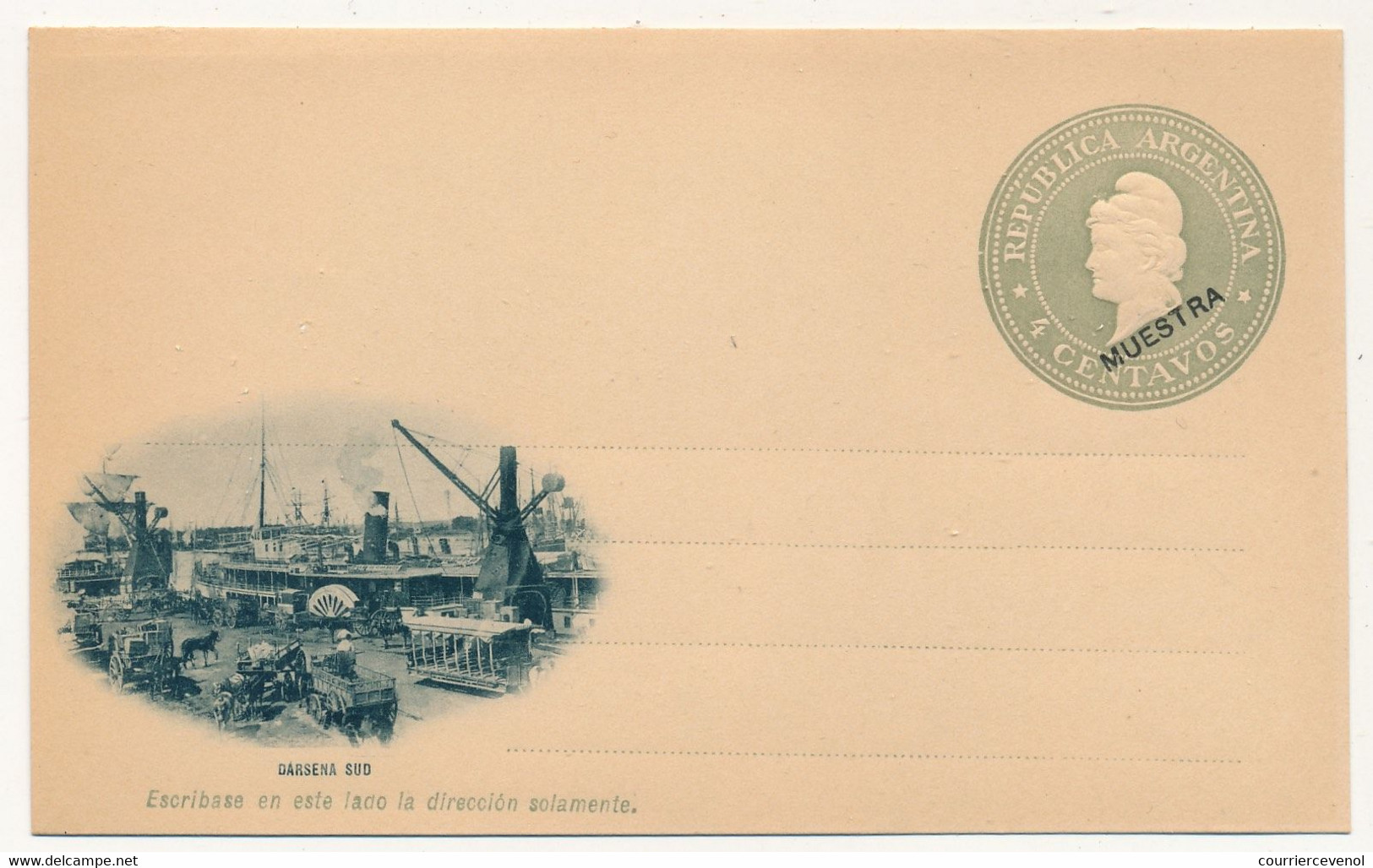 ARGENTINE - Entier Postal - Carte Postale - 4 Centavos (MUESTRA) - Darsena Sud - Entiers Postaux
