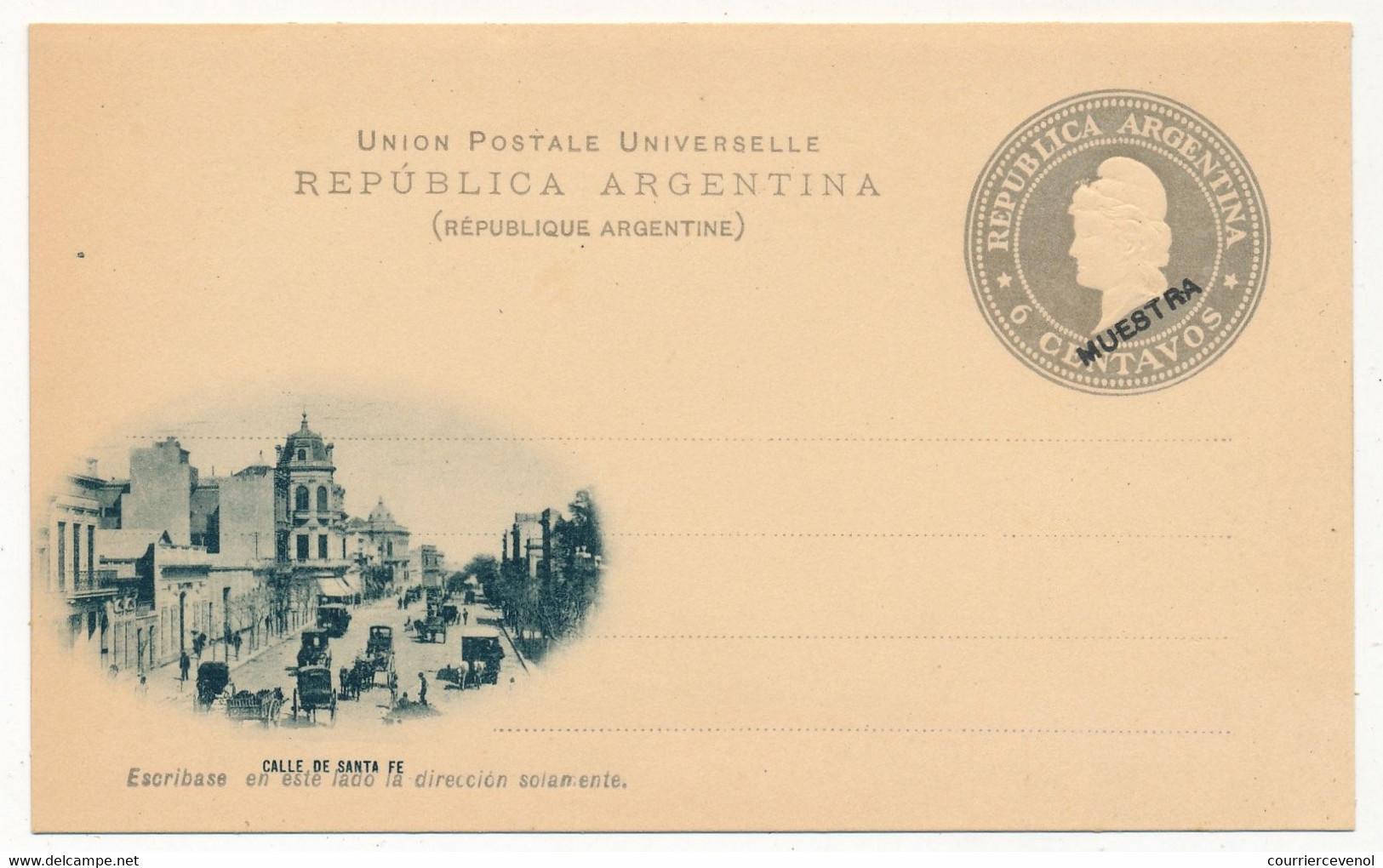 ARGENTINE - Entier Postal - Carte Postale - 6 Centavos (MUESTRA) - Calle De Santa Fe - Entiers Postaux