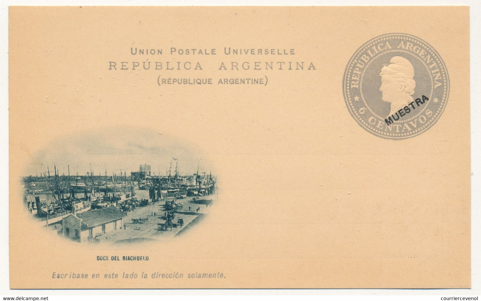 ARGENTINE - Entier Postal - Carte Postale - 6 Centavos (MUESTRA) - Boca Del Riachuelo - Postal Stationery