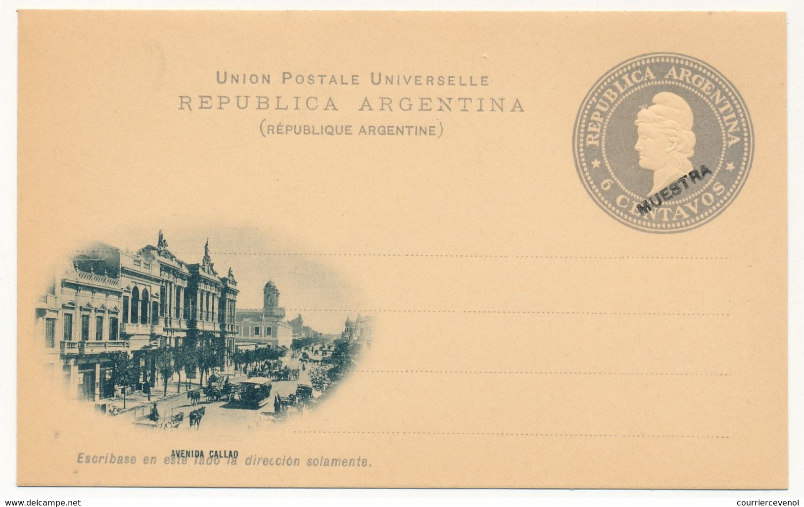 ARGENTINE - Entier Postal - Carte Postale - 6 Centavos (MUESTRA) - Avenida Callao - Postwaardestukken