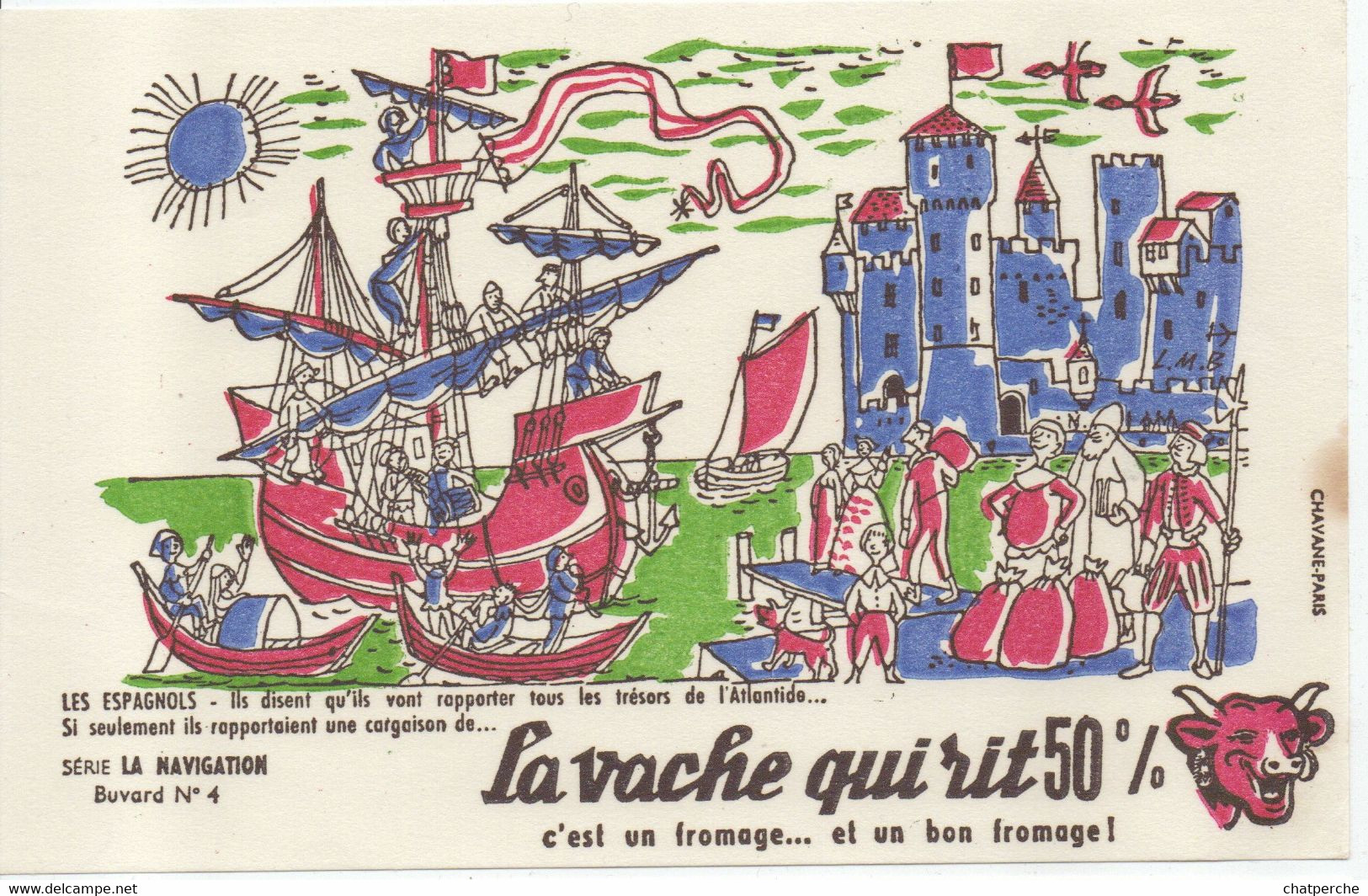 LOT 10  BUVARDS BLOTTING PAPER FROMAGE LA VACHE QUI RIT SÉRIE COMPLÈTE LA NAVIGATION 1/10 BATEAU VOILIER GALÈRE - Produits Laitiers