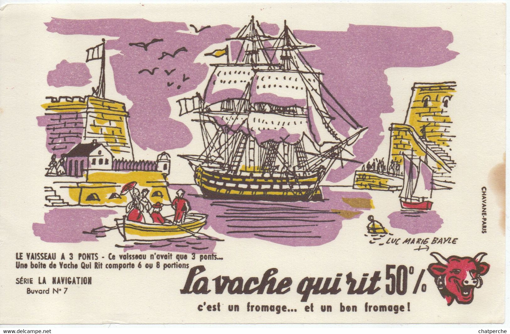 LOT 10  BUVARDS BLOTTING PAPER FROMAGE LA VACHE QUI RIT SÉRIE COMPLÈTE LA NAVIGATION 1/10 BATEAU VOILIER GALÈRE