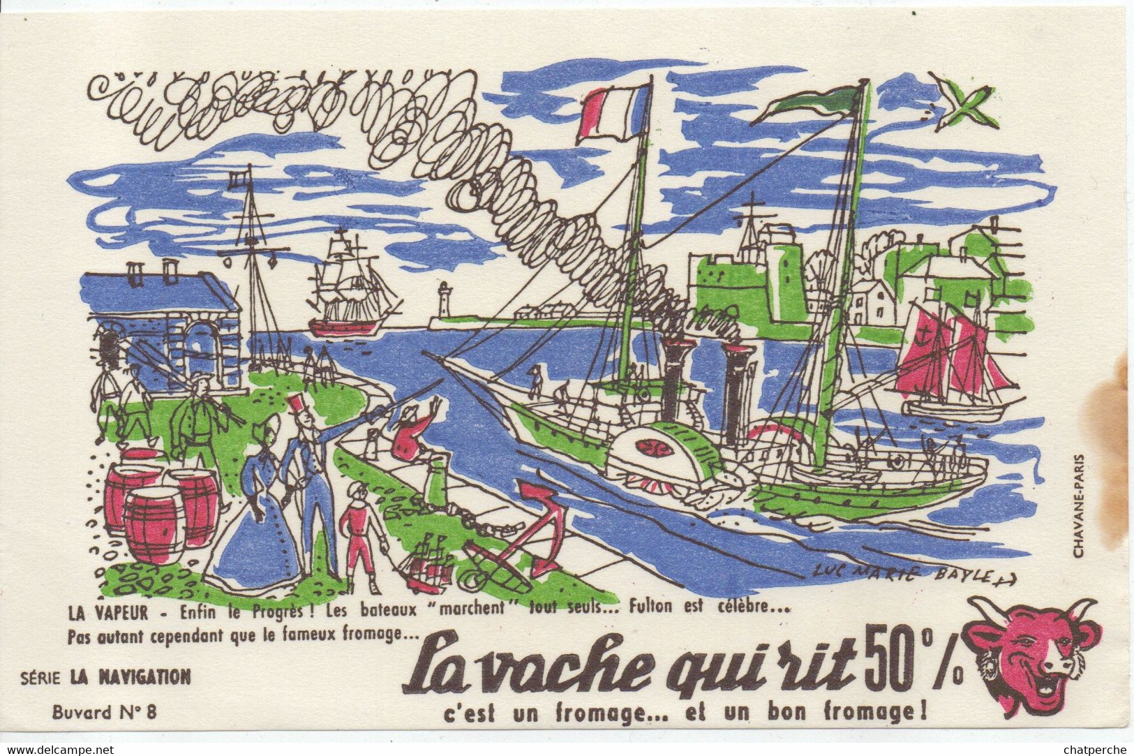 LOT 10  BUVARDS BLOTTING PAPER FROMAGE LA VACHE QUI RIT SÉRIE COMPLÈTE LA NAVIGATION 1/10 BATEAU VOILIER GALÈRE