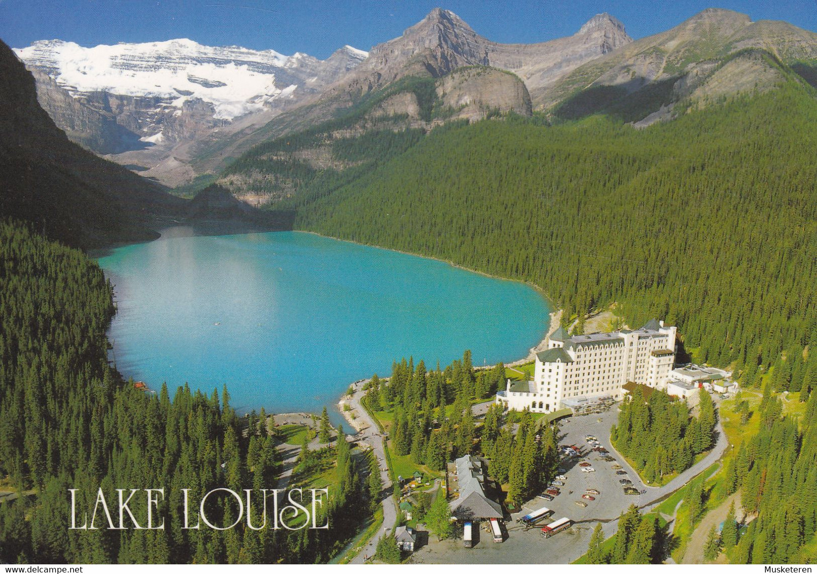 Canada PPC Lake Louise & Chateau 1989 KORSØR Denmark 2x 3-sided Perf. Stamps (2 Scans) - Lac Louise