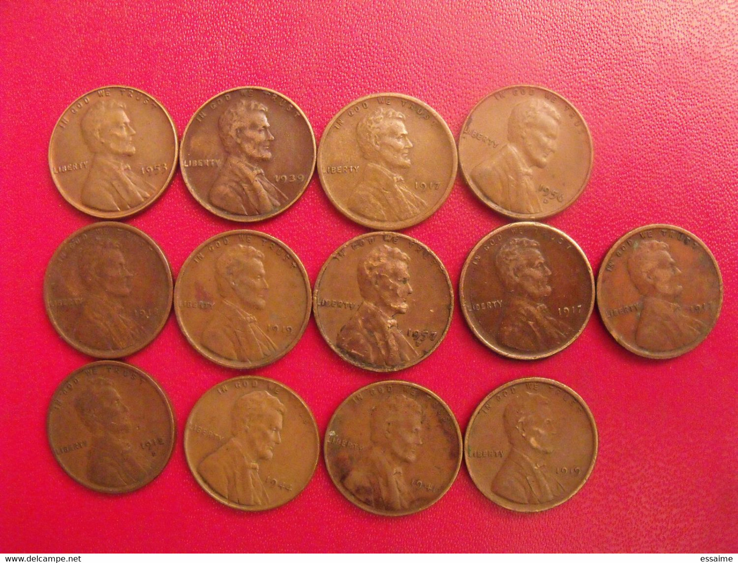 USA. United States Of America. 13 Pièces : 1 One Cent 1912/1957 - 1909-1958: Lincoln, Wheat Ears Reverse