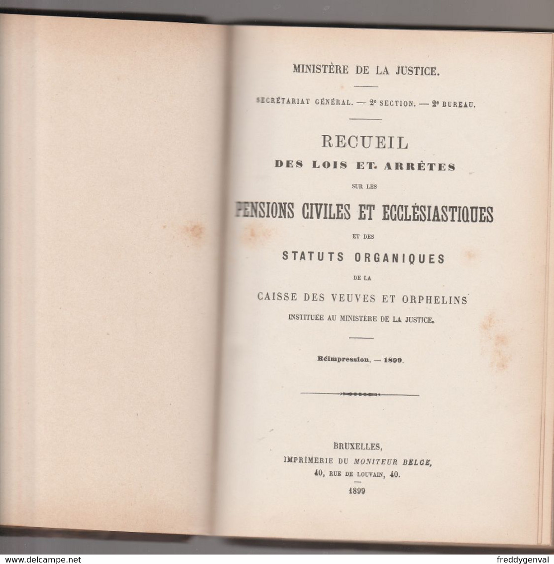 RECUEIL DES LOIS ET ARRETES SUR LES PENSIONS CIVILES ET ECCLESIASTIQUES- STATUTS CAISSE VEUVE,ORPHELINS - Comptabilité/Gestion