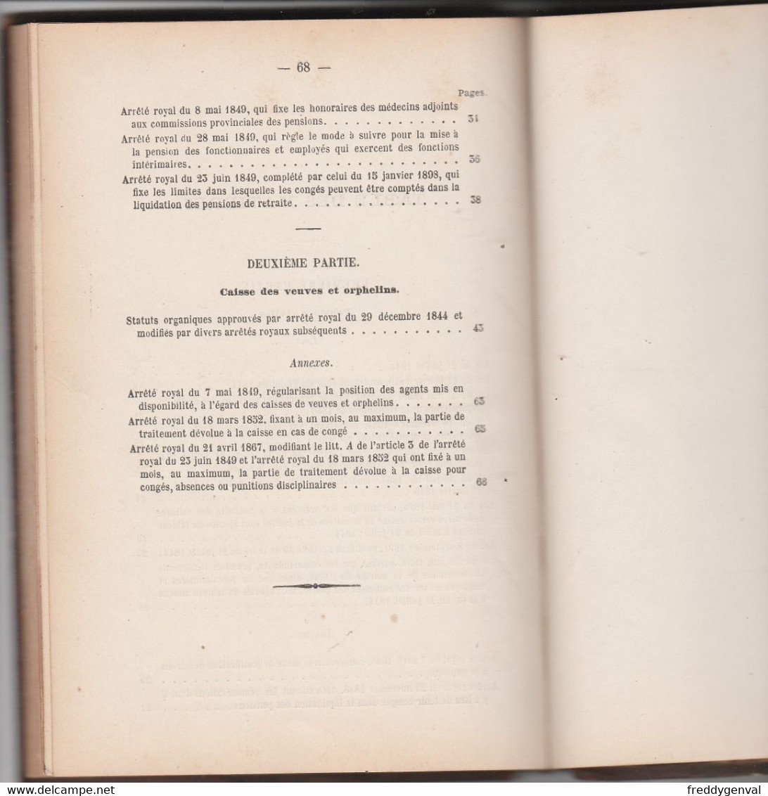 RECUEIL DES LOIS ET ARRETES SUR LES PENSIONS CIVILES ET ECCLESIASTIQUES- STATUTS CAISSE VEUVE,ORPHELINS - Comptabilité/Gestion
