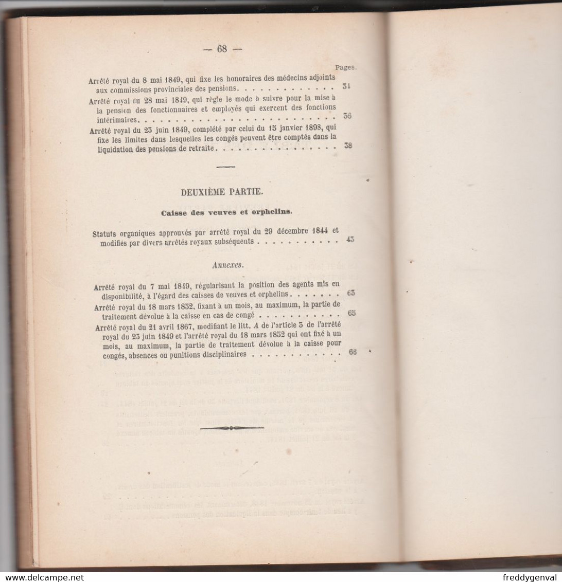 RECUEIL DES LOIS ET ARRETES SUR LES PENSIONS CIVILES ET ECCLESIASTIQUES- STATUTS CAISSE VEUVE,ORPHELINS - Comptabilité/Gestion