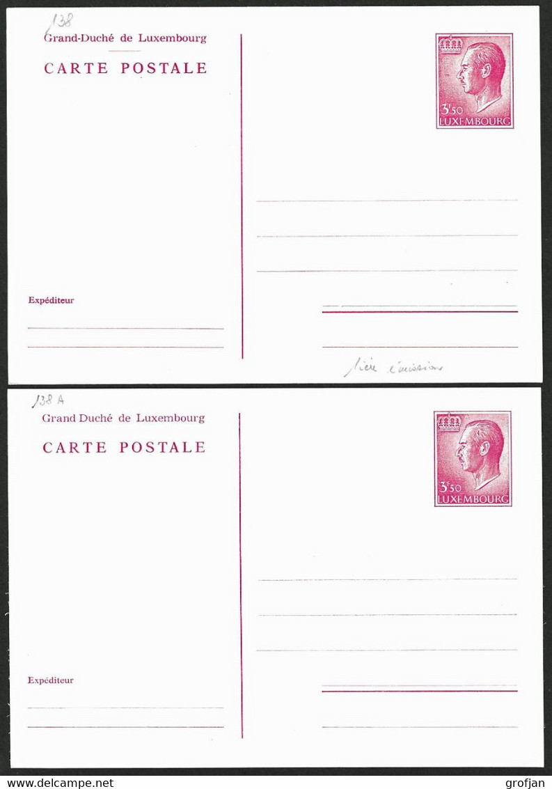 Carte Correspondance - Korrespondenzkarte - Entier Postal - Stationery - No. 138 Et Variante 138A Neuf - Servizio