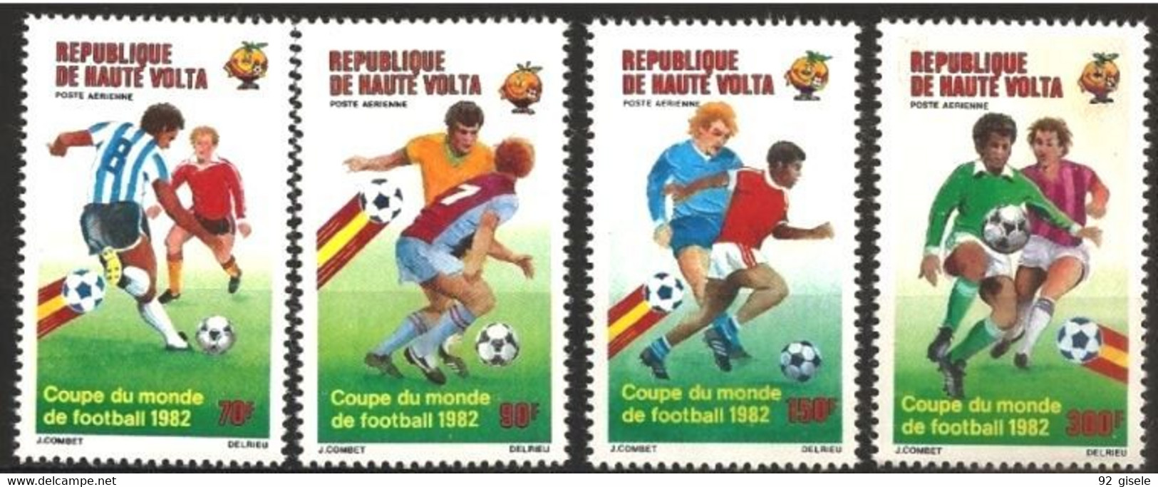 Hte-Volta Aerien YT 233 à 236 (PA) " Coupe Monde Football " 1982 Neuf** - Alto Volta (1958-1984)