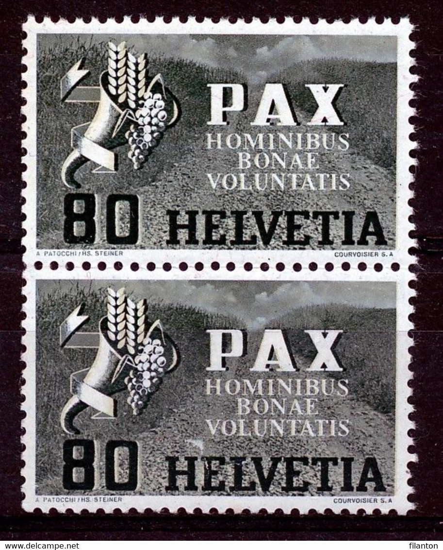 HELVETIA - Mi Nr 454 (paar/paire)  - Weisse Flech über HE Von HELVETIA - MNH** ) - Sonstige & Ohne Zuordnung