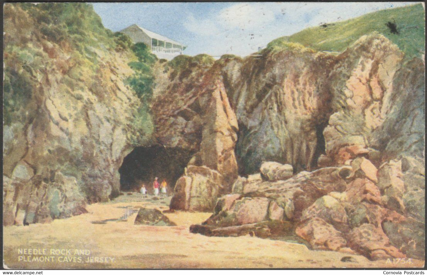 Needle Rock And Plemont Caves, Jersey, 1948 - Valentine's Postcard - Plemont