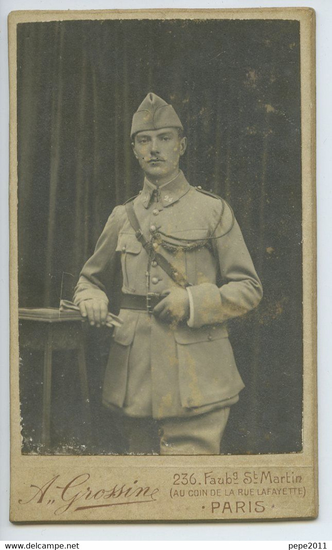 Photo Sur Carte 6,5x10,5 Cm Militaria  - Soldat Militaire Du 24 ème Régiment  - Photo A. Grossin à Paris - Divise