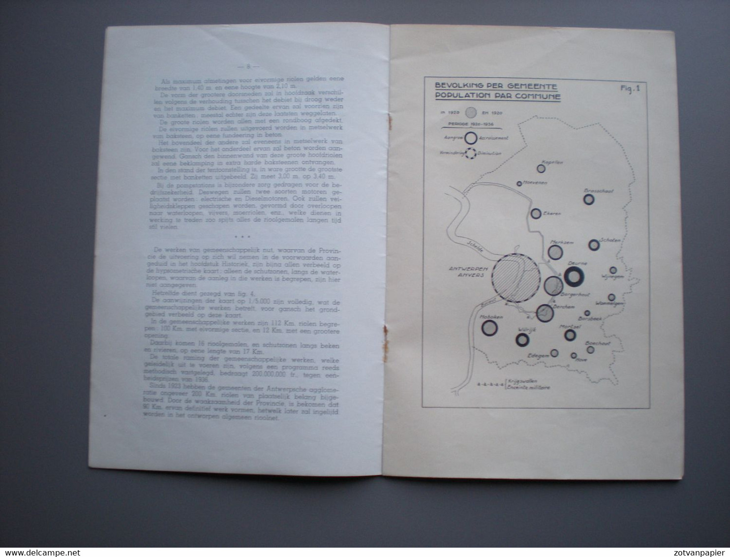 ANTWERPEN - Exposition Liège 1939 - Riolering - Deurne - Borgerhut - Mersem - Berchem - Wilrijk - Hoboken - Antwerpen