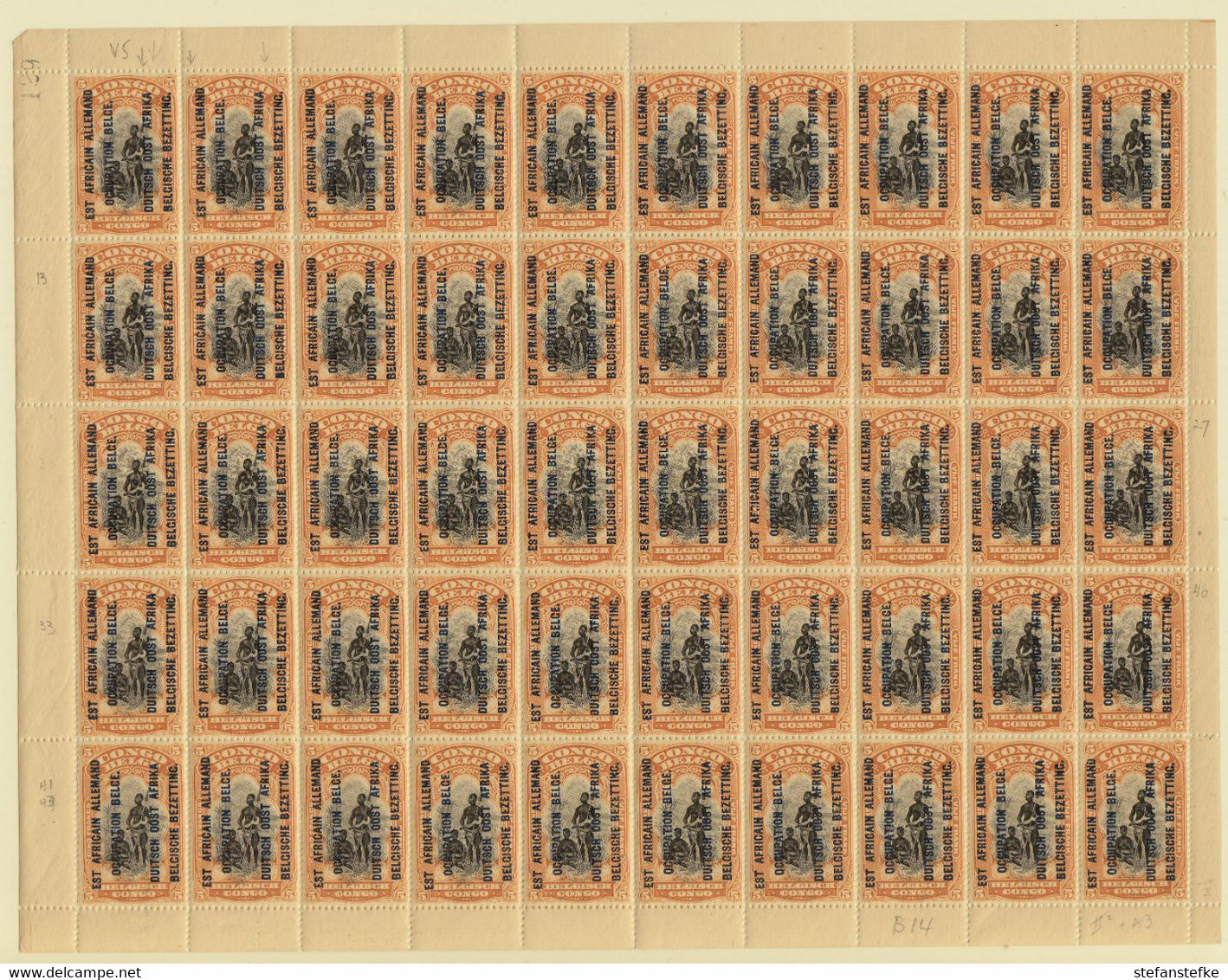 Ruanda - Urundi Ocb Nr :  35 Type B T14  ** MNH  (zie  Scan) II2A4 Surcharge L2, 1 Timbre Gomme Abimé - Hojas Completas