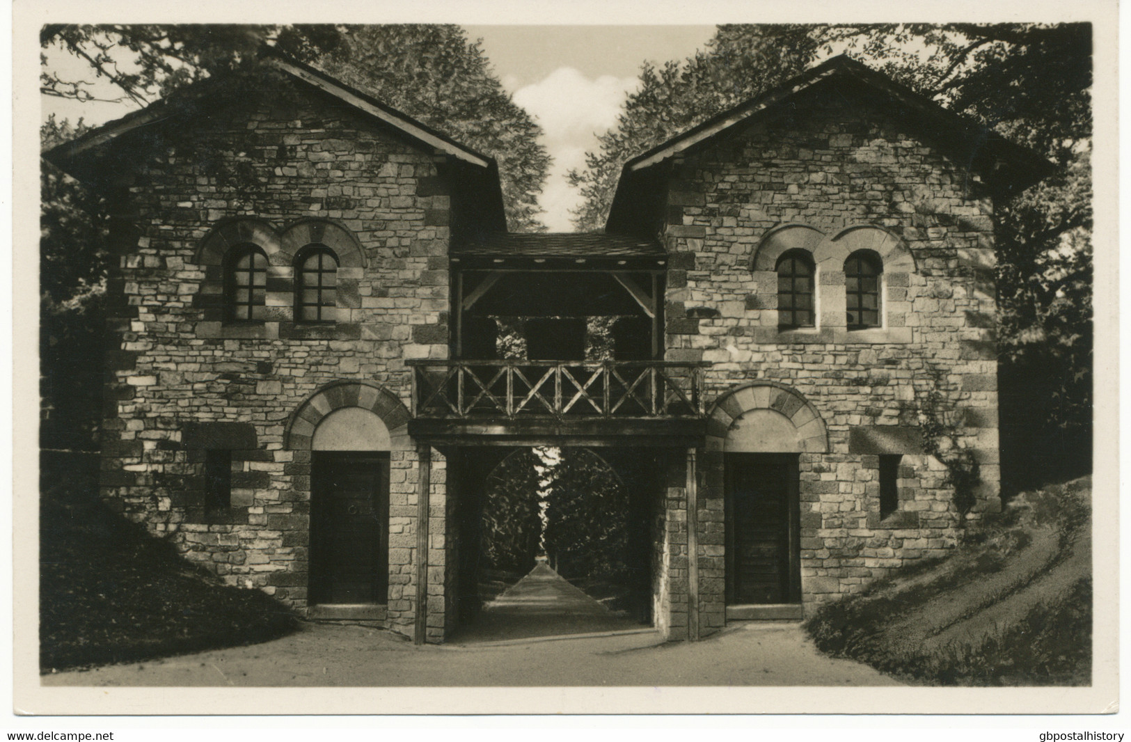 SAALBURG Im Taunus, 1934 S/w RP AK „Römerkastell – Porta Pretoria“, Rs. Selt. Werbestempel „BAD NAUHEIM / DAS HERZ-HEILB - Storia Postale