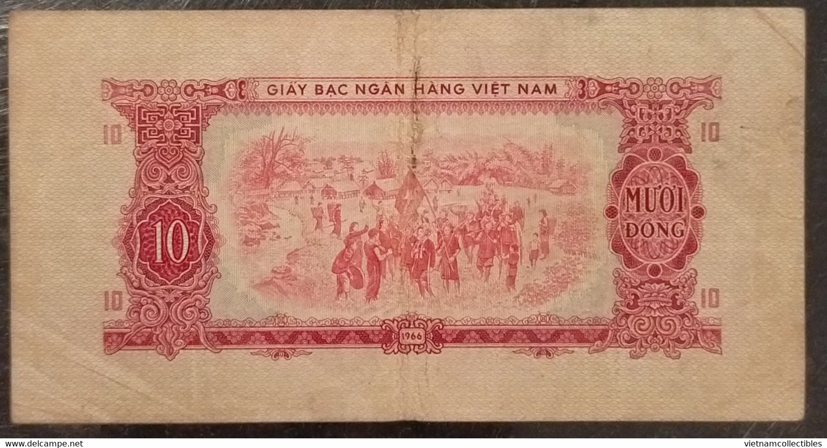 Vietnam Viet Nam South 10 Dong VF Banknote Note Billet 1966 (using In 1975) - Pick #43 / 02 Photos - Vietnam