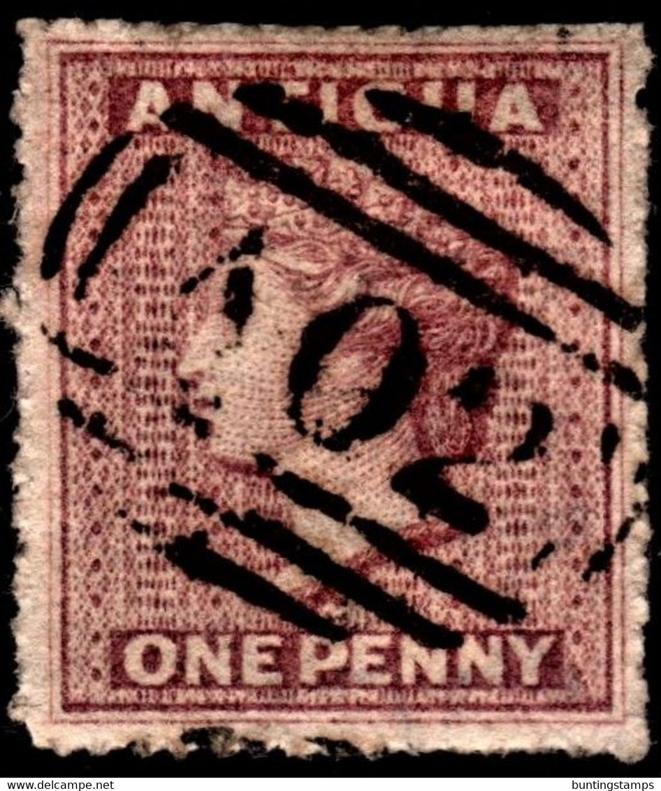 Antigua 1864 SG 6  1d Dull Rose  Wmk Small Star    Rough Perf 14 To 16   Used A02 Cancel - 1858-1960 Crown Colony