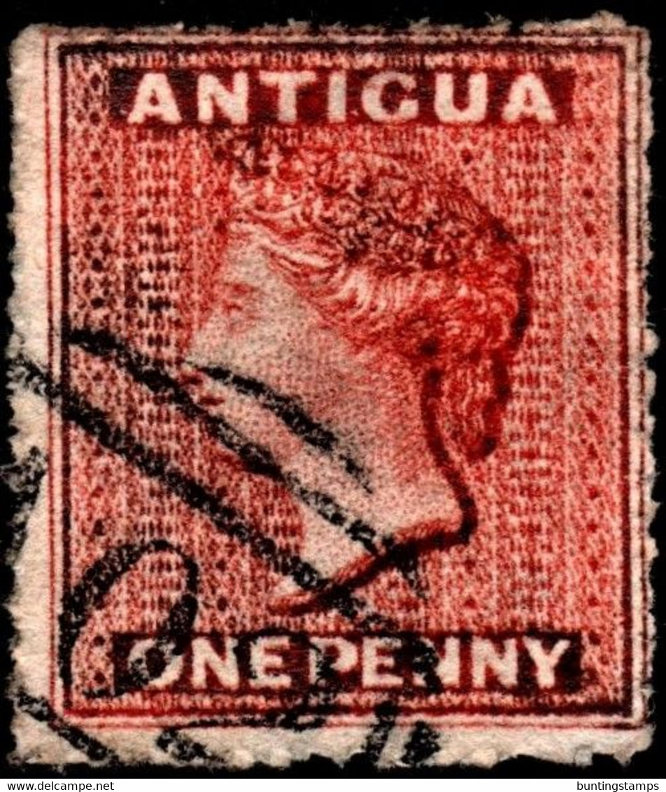 Antigua 1867 SG 7  1d Vermilion  Wmk Small Star    Rough Perf 14 To 16   Used A02 Cancel - 1858-1960 Crown Colony