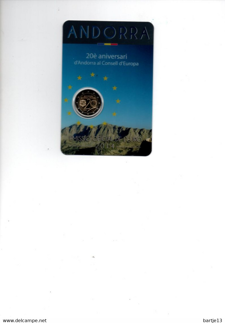 ANDORRA 2 EURO 2014 COINCARD LID RAAD VAN EUROPA - Andorra