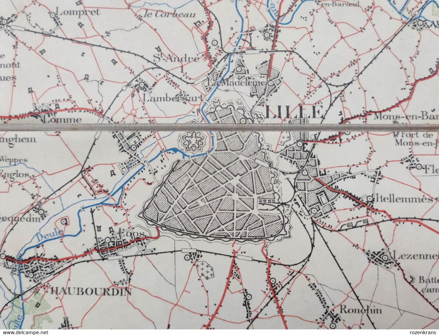 Carte Topographique Toilée Militaire STAFKAART 1912 Tournai Roubaix Lille Armentieres Lens Douai - Cartes Topographiques