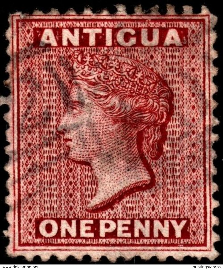 Antigua 1872 SG 13  1d Lake  Wmk Crown CC    Perf 12½   Used A02 Cancel - 1858-1960 Kronenkolonie