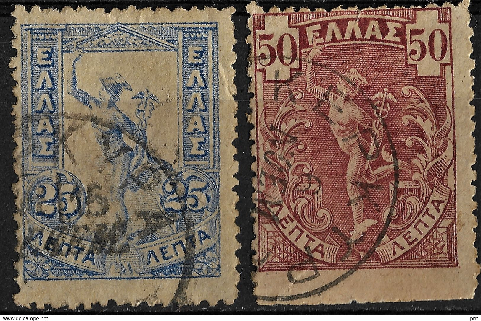 Greece 1901 Corfu Island Postmarks, Kerkyra KEPKYPA, 25L & 50L, Michel 131,134 / Scott 171,174 - Gebruikt