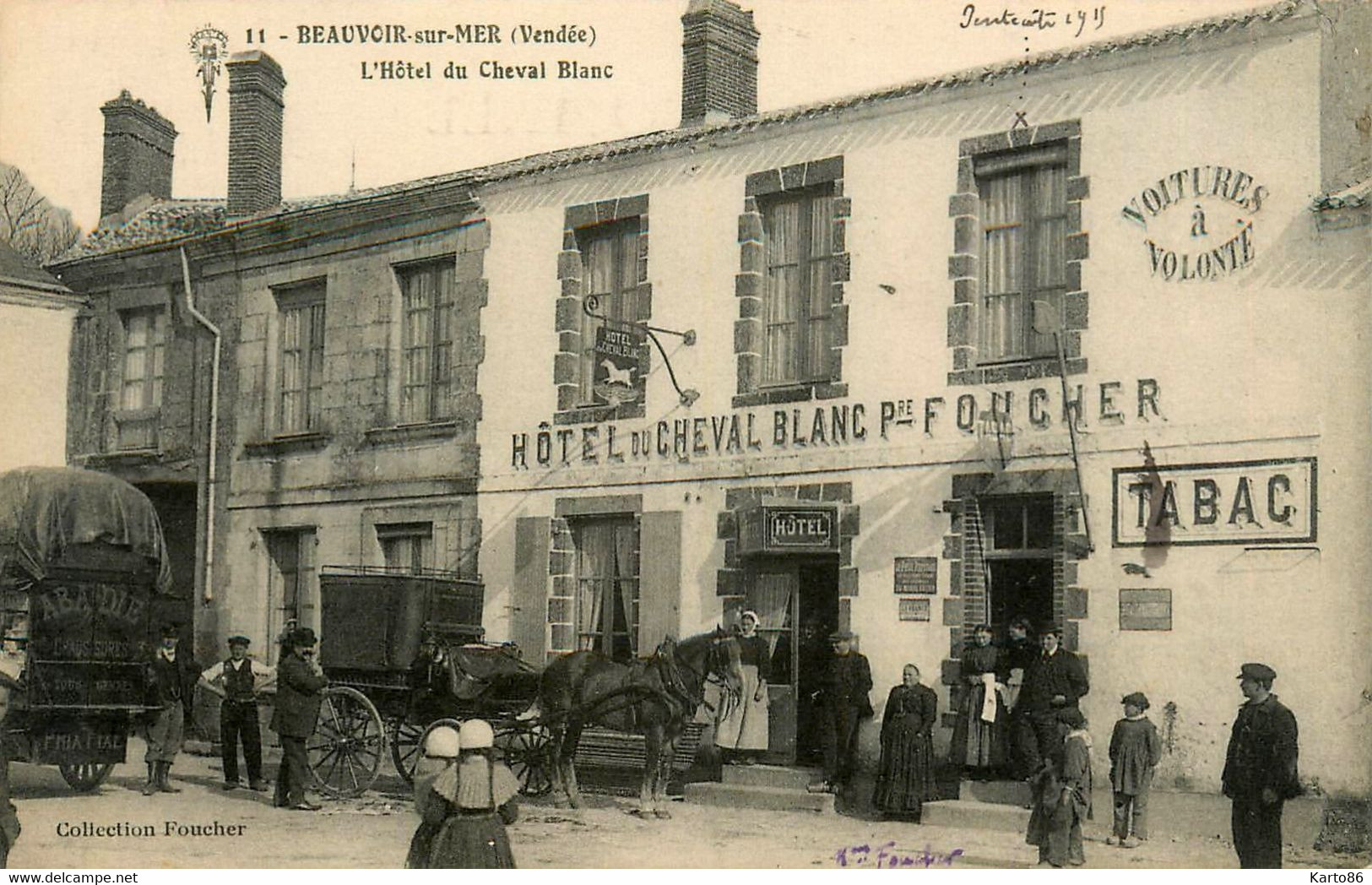 Beauvoir Sur Mer * L'Hôtel Du Cheval Blanc Pre FOUCHER Tabac * Attelage Diligence Calèche * Devanture Commerce - Beauvoir Sur Mer