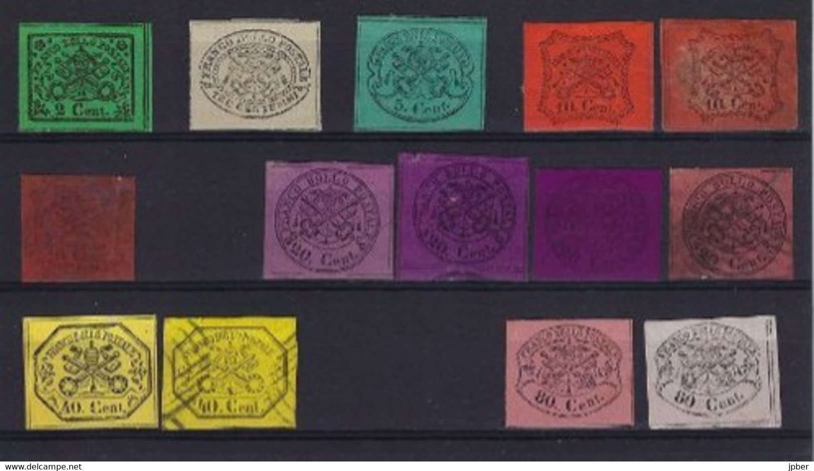 Vatican - Etats Pontificaux - Collection 14 Timbres - N° 12 à 18 - Tous états - - ...-1929 Prephilately