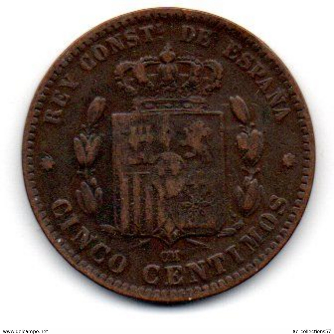 Espagne -  5 Centimos 1878 OM - TB+ - 5 Centimos