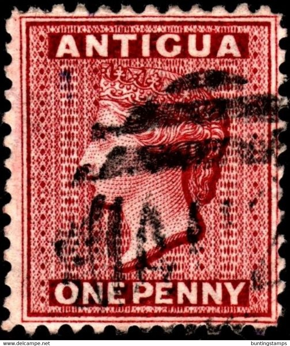 Antigua 1884 SG 24  1d Carnine-red  Wmk Crown CA    Perf 12   Used A02 Cancel - 1858-1960 Kronenkolonie