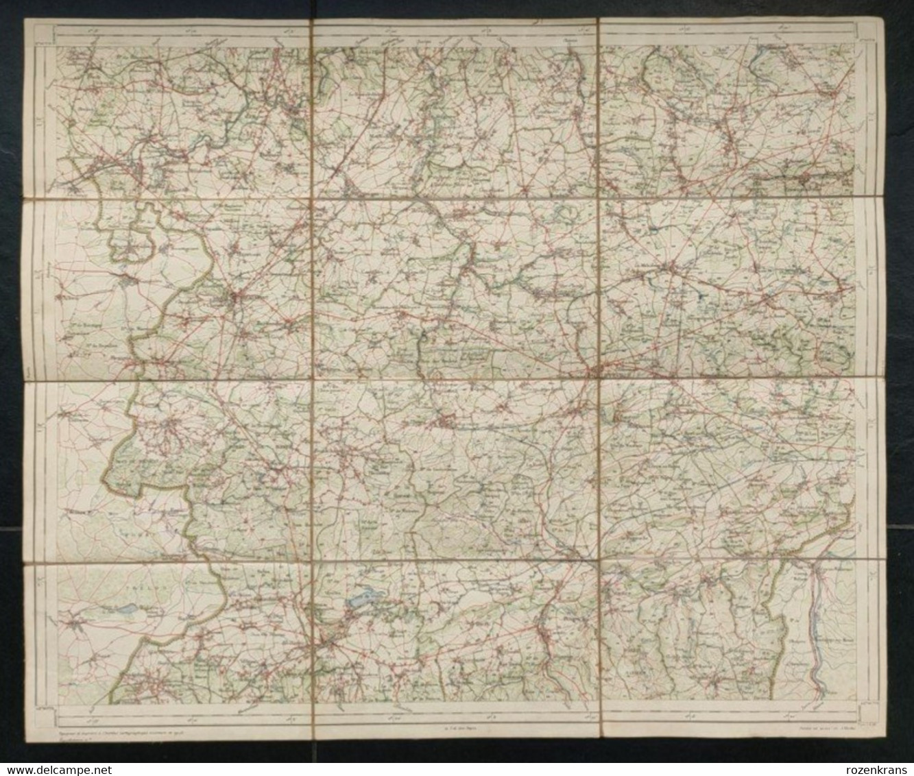 Carte Topographique Toilée Militaire STAFKAART 1908 Thuin Florennes Philippeville Chimay Cerfontaine Beaumont Couvin - Cartes Topographiques