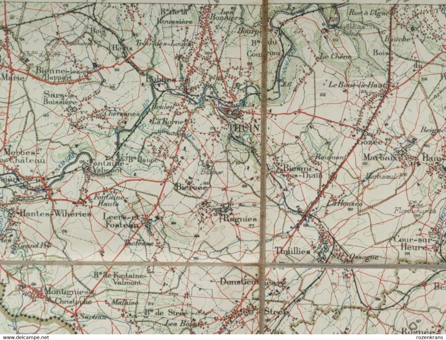 Carte Topographique Toilée Militaire STAFKAART 1908 Thuin Florennes Philippeville Chimay Cerfontaine Beaumont Couvin - Carte Topografiche