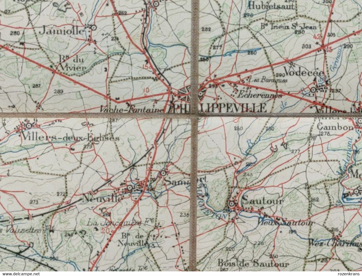 Carte Topographique Toilée Militaire STAFKAART 1908 Thuin Florennes Philippeville Chimay Cerfontaine Beaumont Couvin - Carte Topografiche