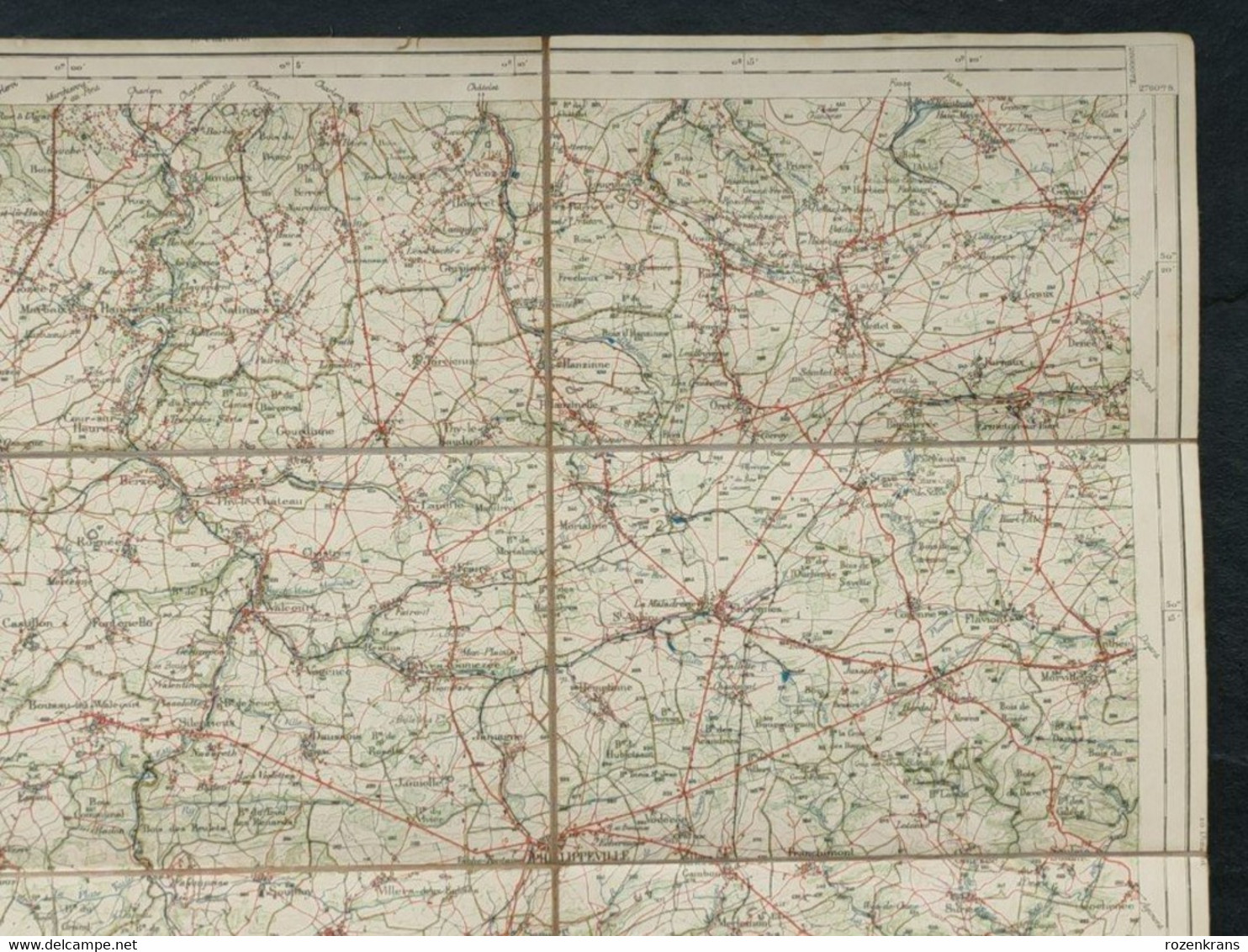 Carte topographique toilée militaire STAFKAART 1908 Thuin Florennes Philippeville Chimay Cerfontaine Beaumont Couvin