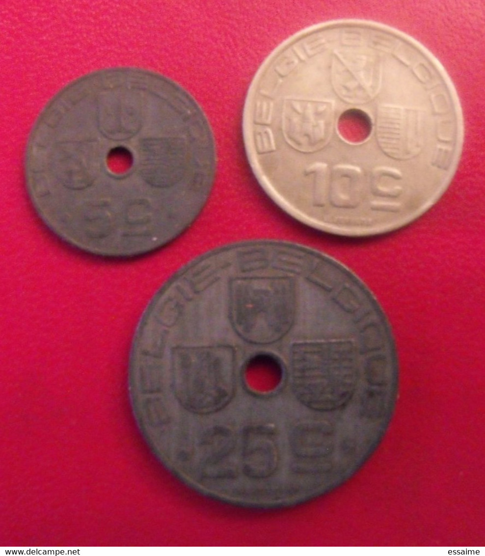 Belgique Belgie. Lot De 3 Pièces : 5 (1942), 10 (1939), 25 (1944) Centimes - 25 Cents