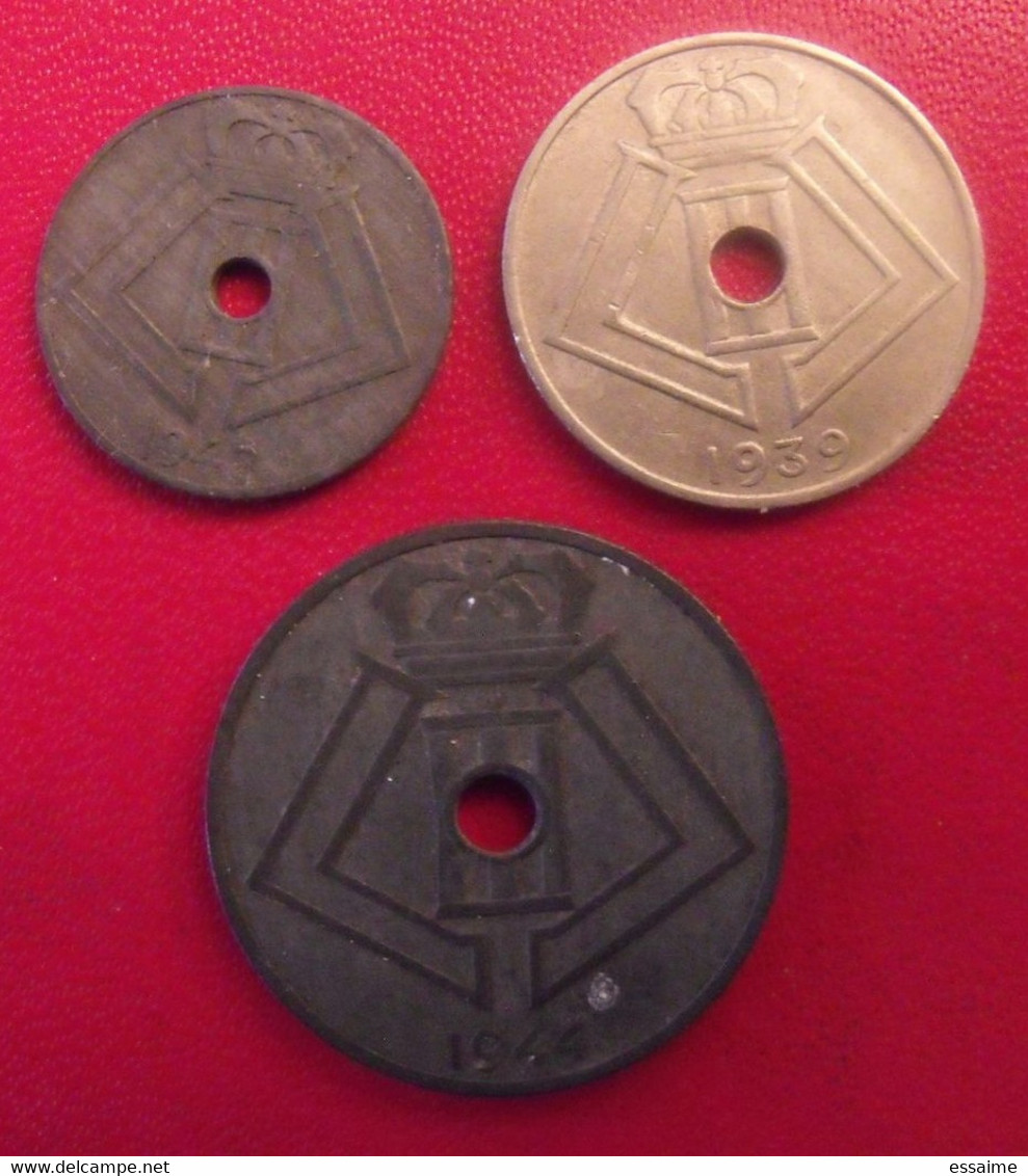 Belgique Belgie. Lot De 3 Pièces : 5 (1942), 10 (1939), 25 (1944) Centimes - 25 Centesimi