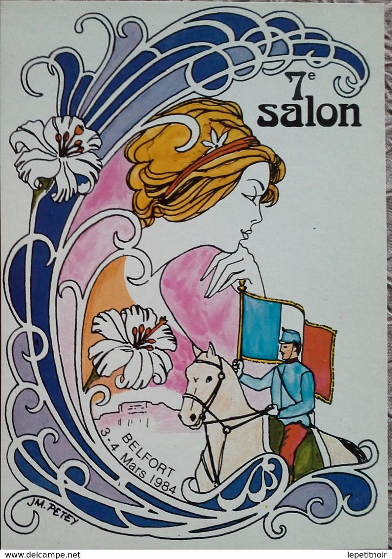 BELFORT Salon Cartes Postales 1984 Femme Type Mucha Cavalier Jean-Marie Petey - Petey