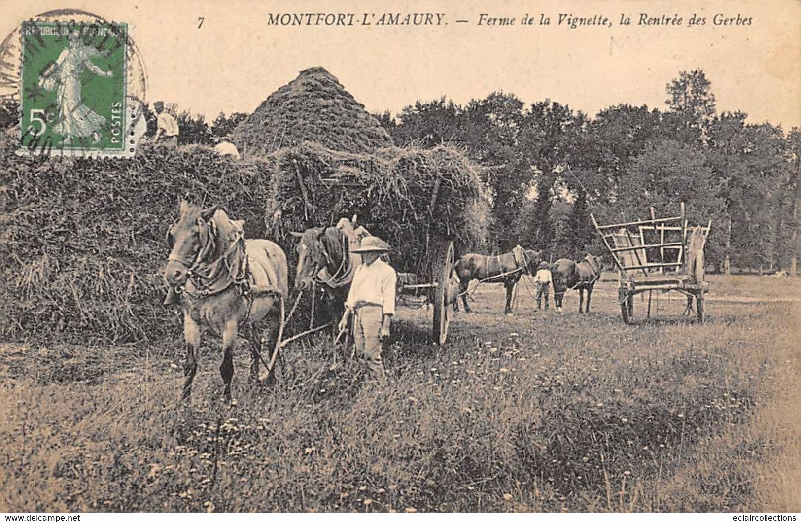 Montfort L'Amaury           78    . Agriculture .  Ferme De La Vignette. La Rentrée Des Gerbes   (voir Scan) - Montfort L'Amaury