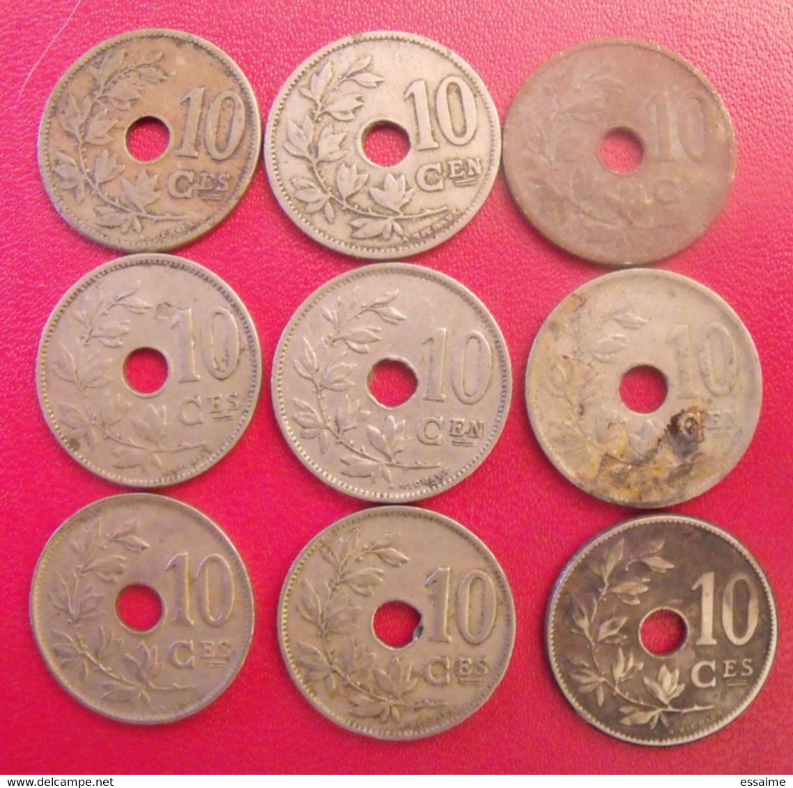 Belgique Belgie. Lot De 9 Pièces : 10 Centimes 1909-1934 - 10 Cent