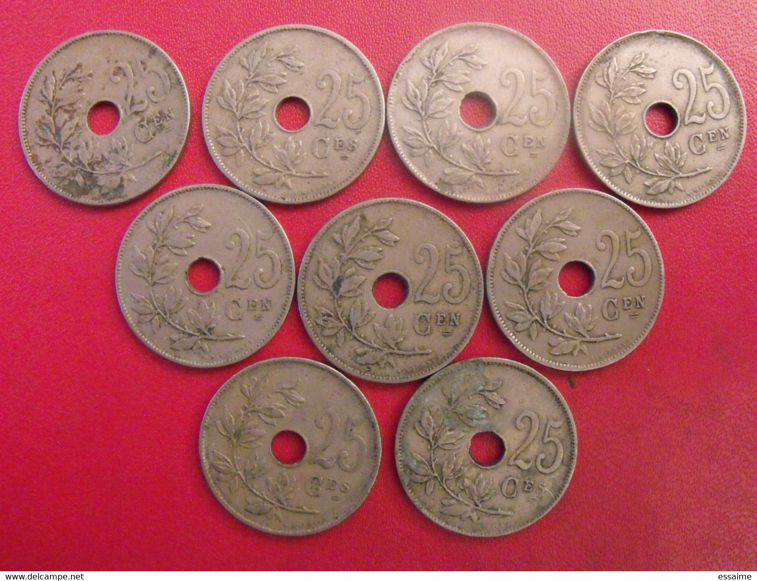 Belgique Belgie. Lot De 9 Pièces : 25 Centimes 1909-1934 - 25 Centimes