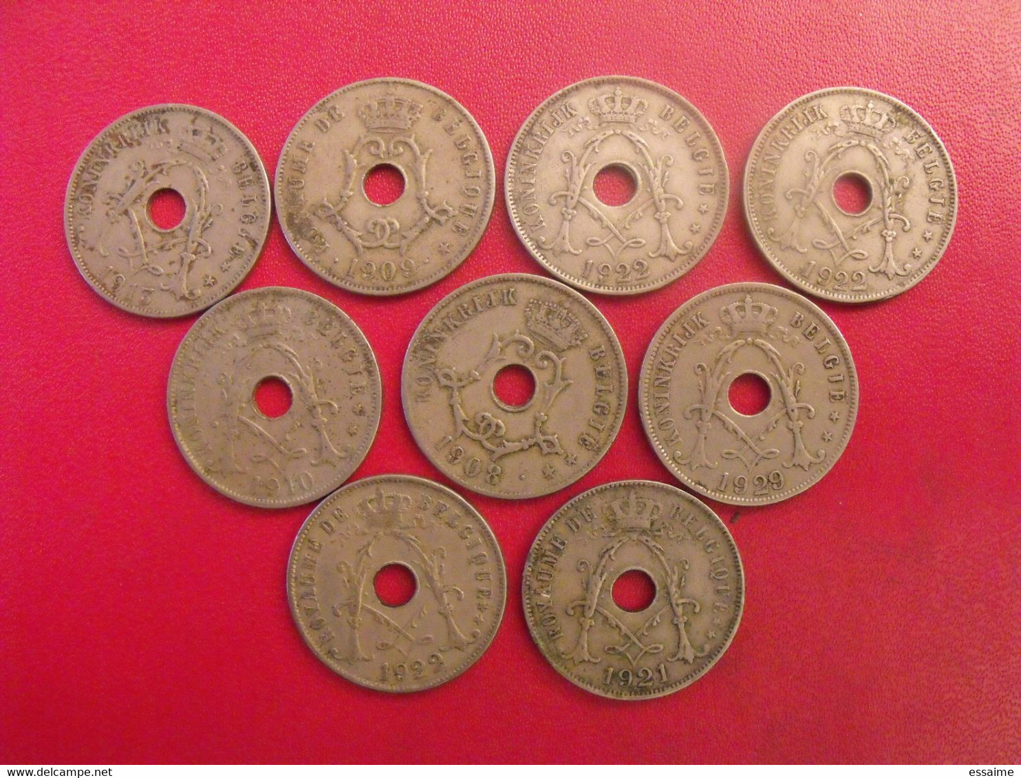 Belgique Belgie. Lot De 9 Pièces : 25 Centimes 1909-1934 - 25 Centimes