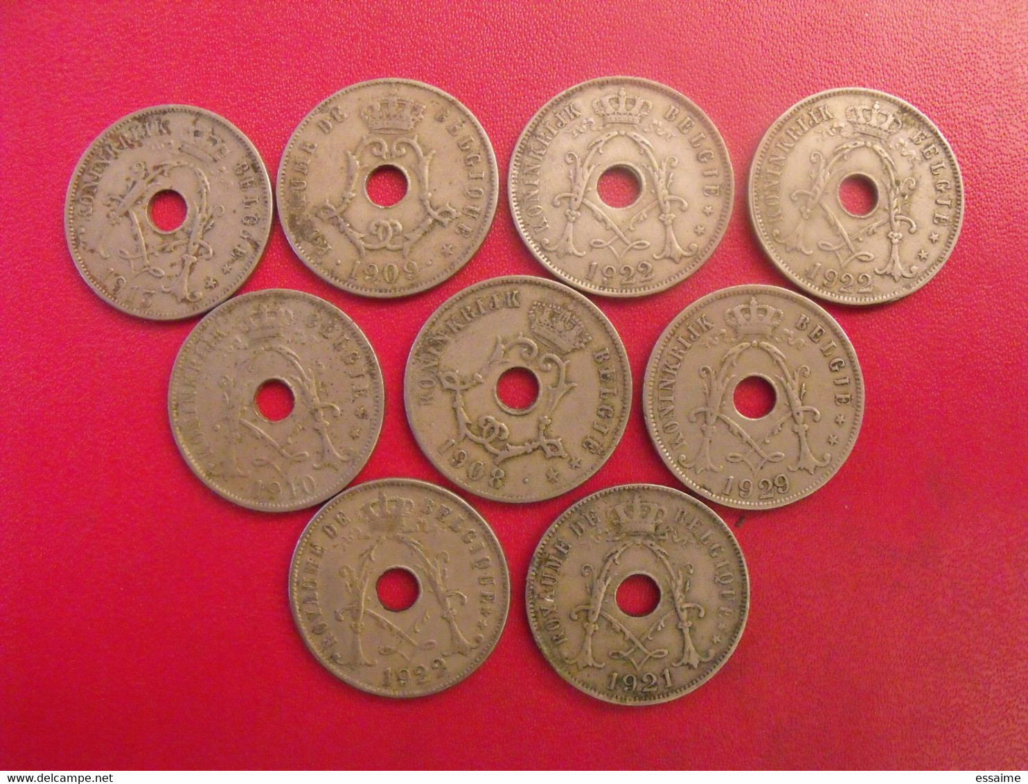 Belgique Belgie. Lot De 9 Pièces : 25 Centimes 1909-1934 - 25 Cents